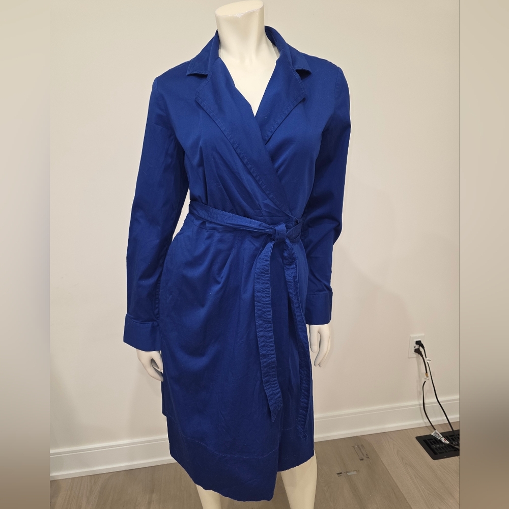 Talbots royal blue wrap poplin Midi dress with Pockets